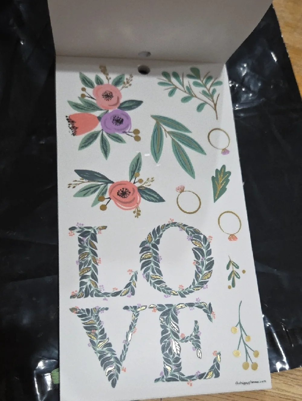 Happy Planner Big Sticker Sheets — Black, Cream & Pastel Floral Accents